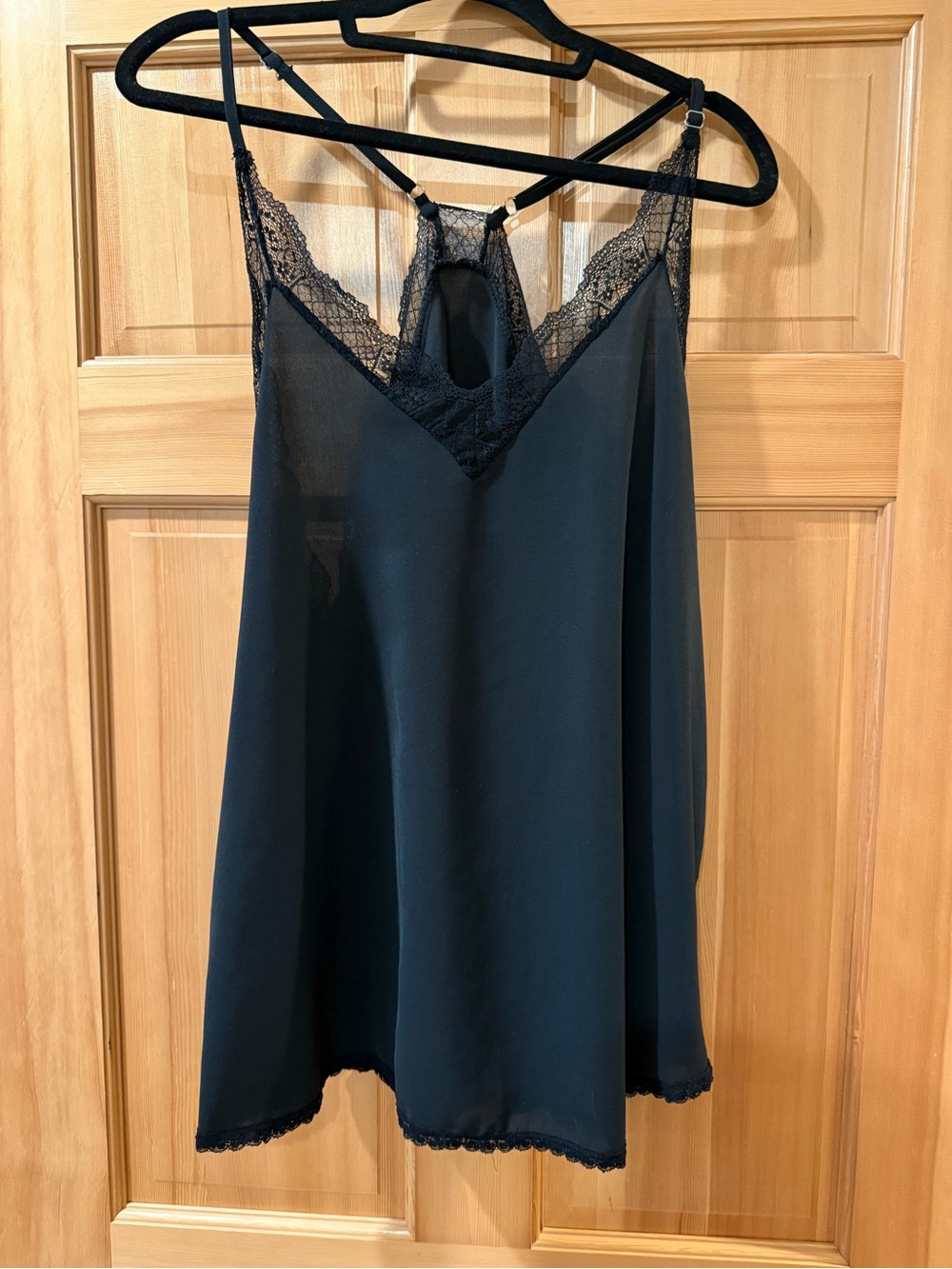 Amazon Black Satin Lace-Trim Camisole
